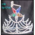 2016 Wholesale New fashion big tiara crown rhinestone stars custom king crown